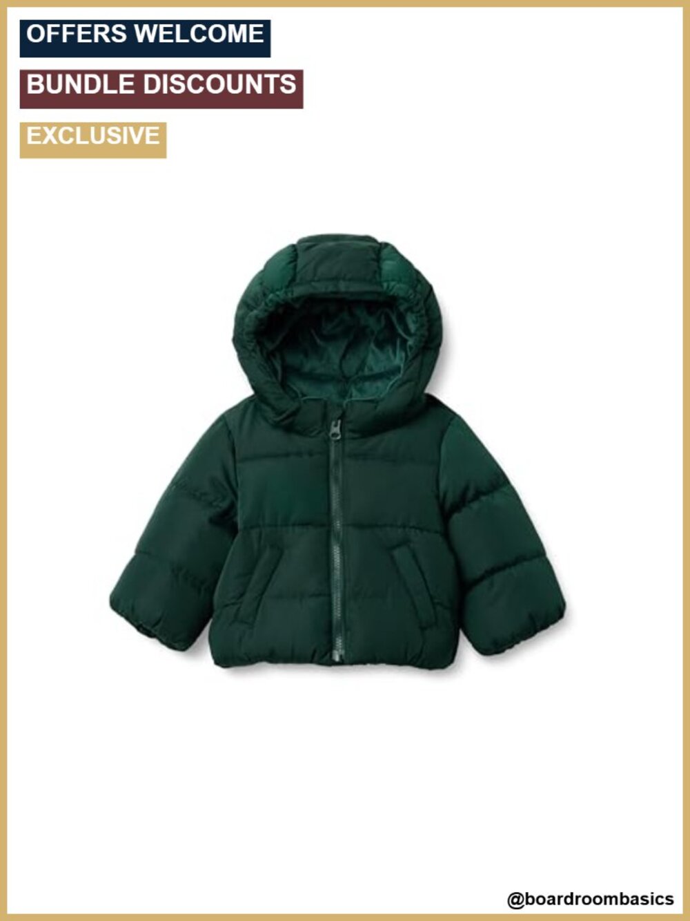 Water-Repellent Hooded Puffer Jacket Boys Toddler Winter